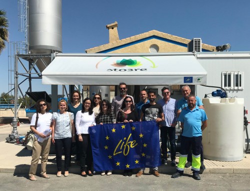The partners of the European project LIFE STO3RE show their progress in the demonstration plant installed in the WWTP of Totana (Murcia) to the EC